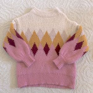 ZARA Knitwear Girls Argyle Pullover Sweater